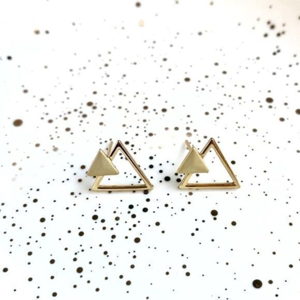 Gold Filled Geometric Minimalist Triangle Studs